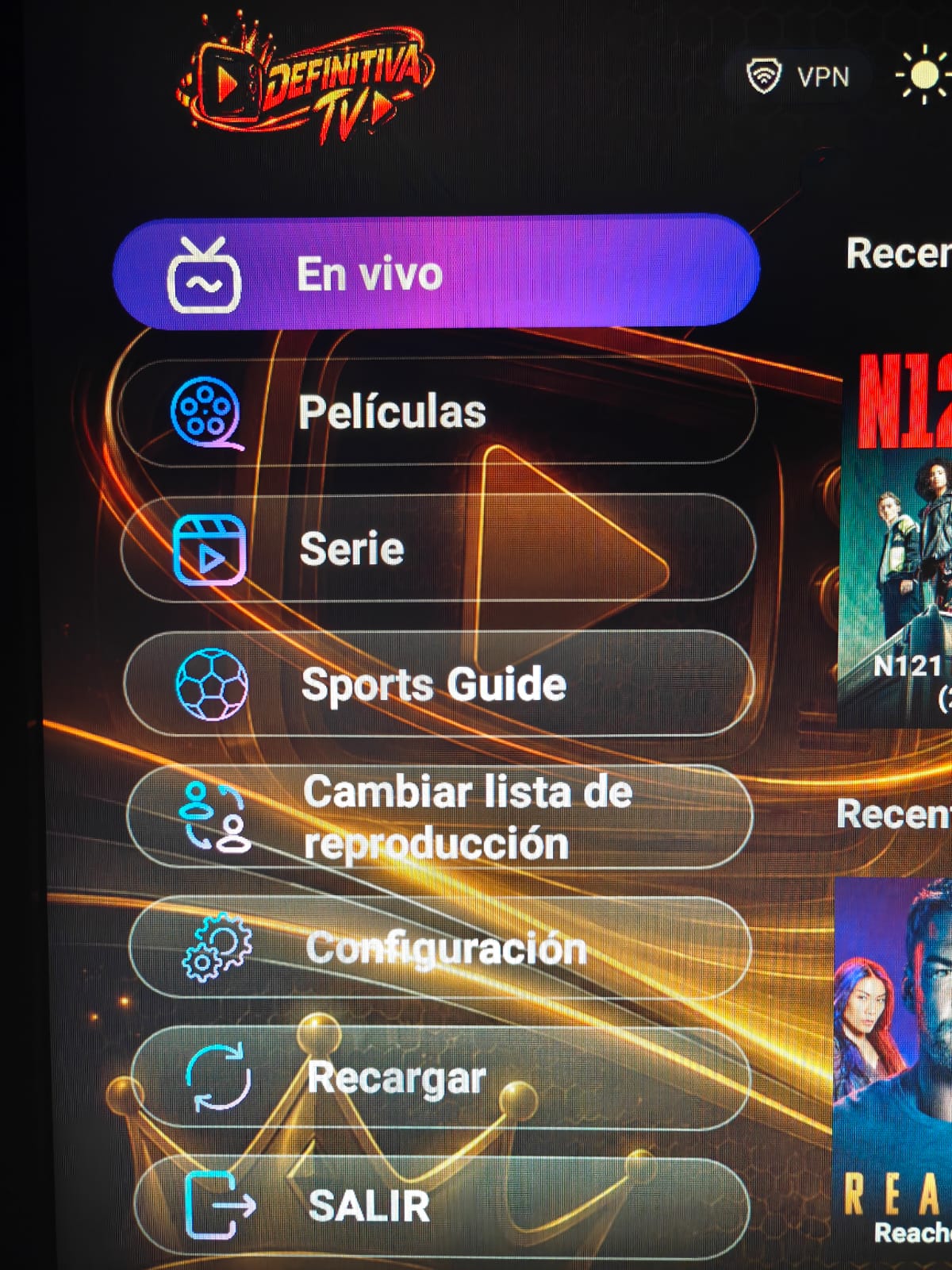 Menú Definitiva TV Fire TV