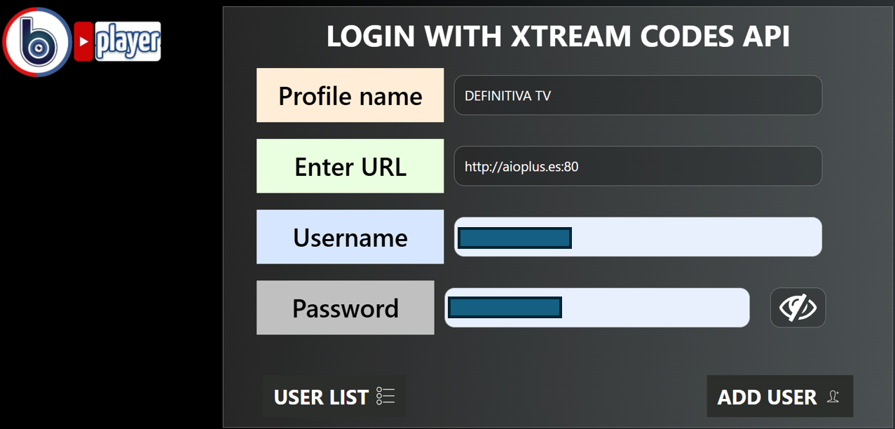 Datos de acceso Xtream Codes API Definitiva TV